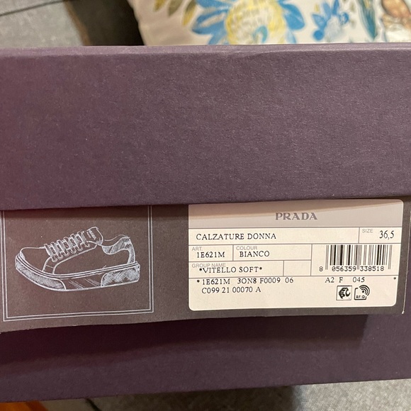 PRADA ❤️⭐️ VITELLO SOFT CANVAS WHITE SNEAKERS🌟 - Picture 5 of 6